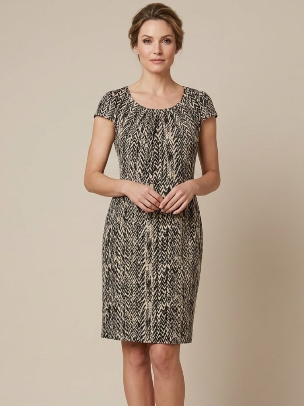 Olivia Matthews Chevron Midi‎ Dress Vintage